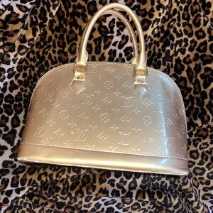 Louis Vuitton Gold Satchel with Monogram Embossing